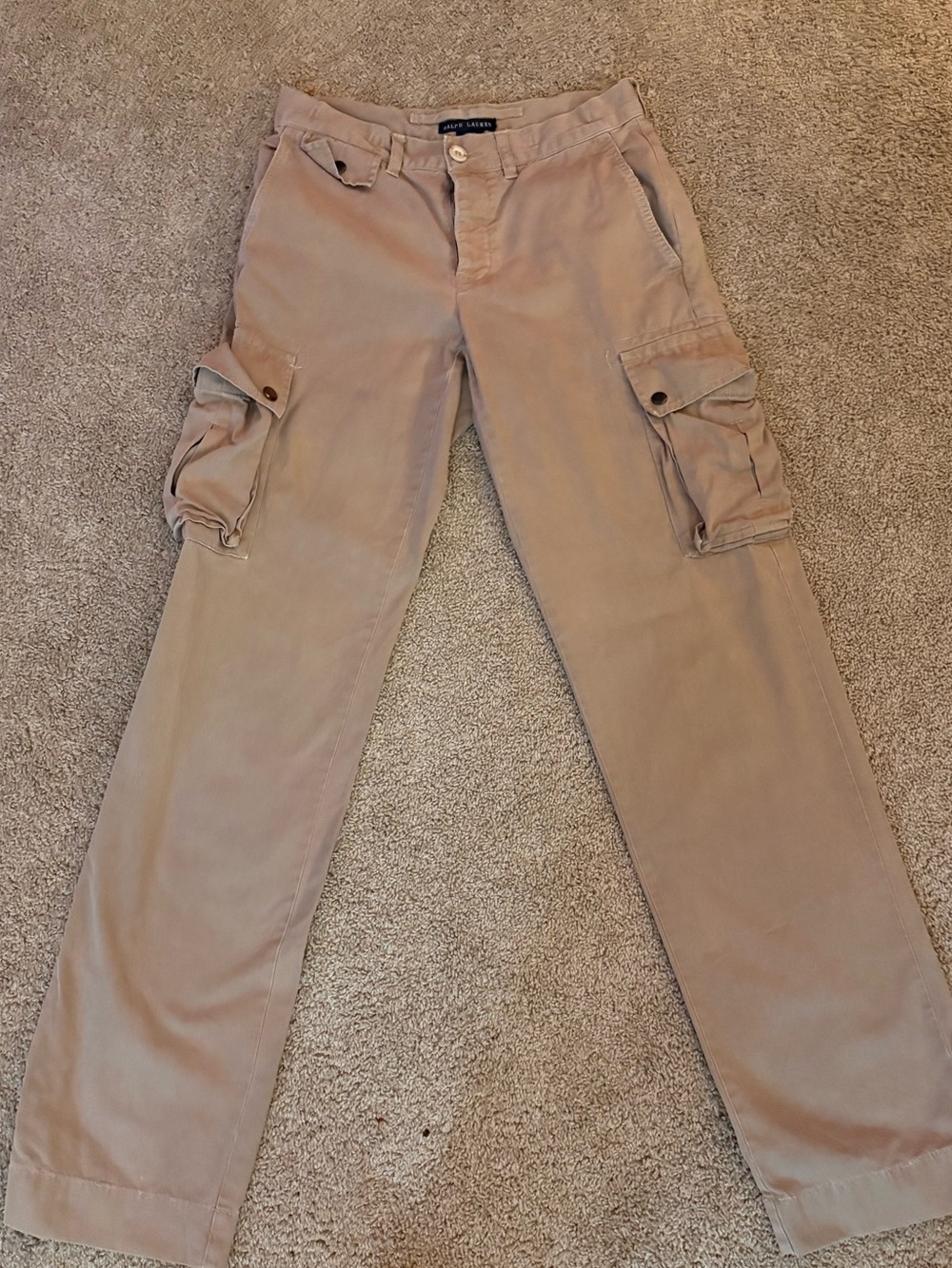 Ralph Lauren Tan Cargo Pants with Button Flap Pockets